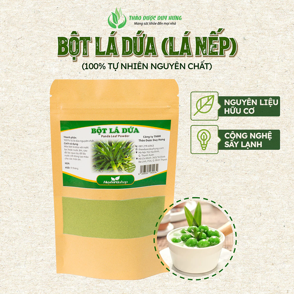 パンダンリーフパウダー 天然食用着色料 100% (100g) - パン、月餅、ゼリー作りに