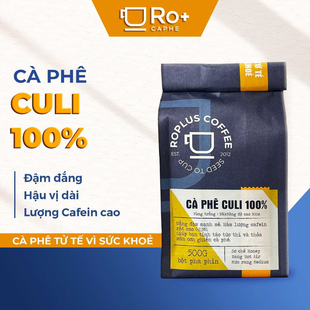 100% Pure Culi Coffee Roasted Moc - 機械製フィルターコーヒー - 強い苦味、Roplus Coffee - 250gr - 丸ごと豆