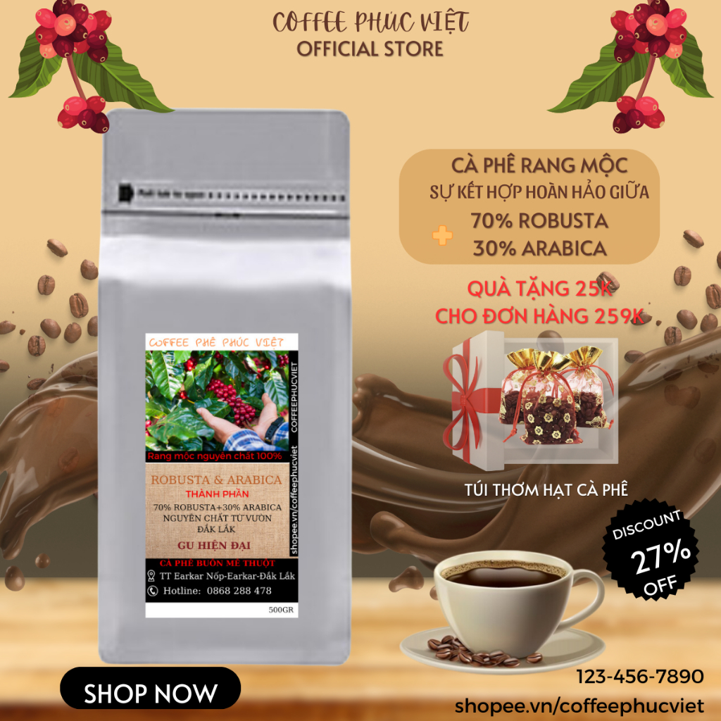 100% 純粋焙煎ロブスタ & アラビカ コーヒー - ビターでマイルドなモダン GU コーヒー、500 グラムパック - 丸ごと豆