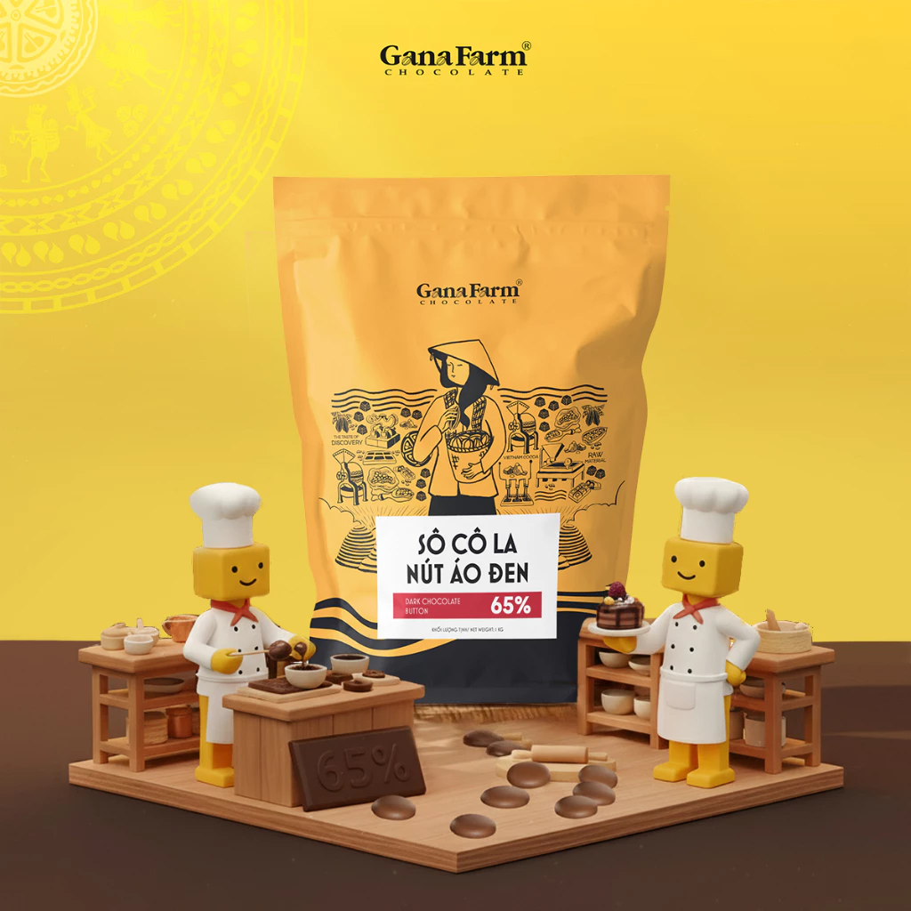 1kg 製菓用ダークチョコレートボタン 65% カカオ マイルドで食べやすい 甘苦バランス