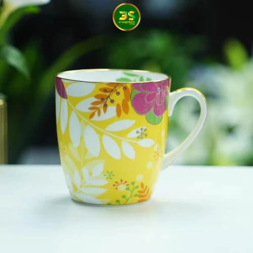 280ml 黄色 花柄セラミックカップ アフタヌーンティー用