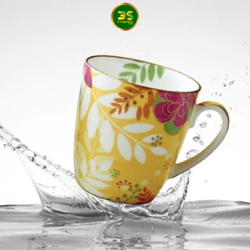 280ml 黄色 花柄セラミックカップ アフタヌーンティー用