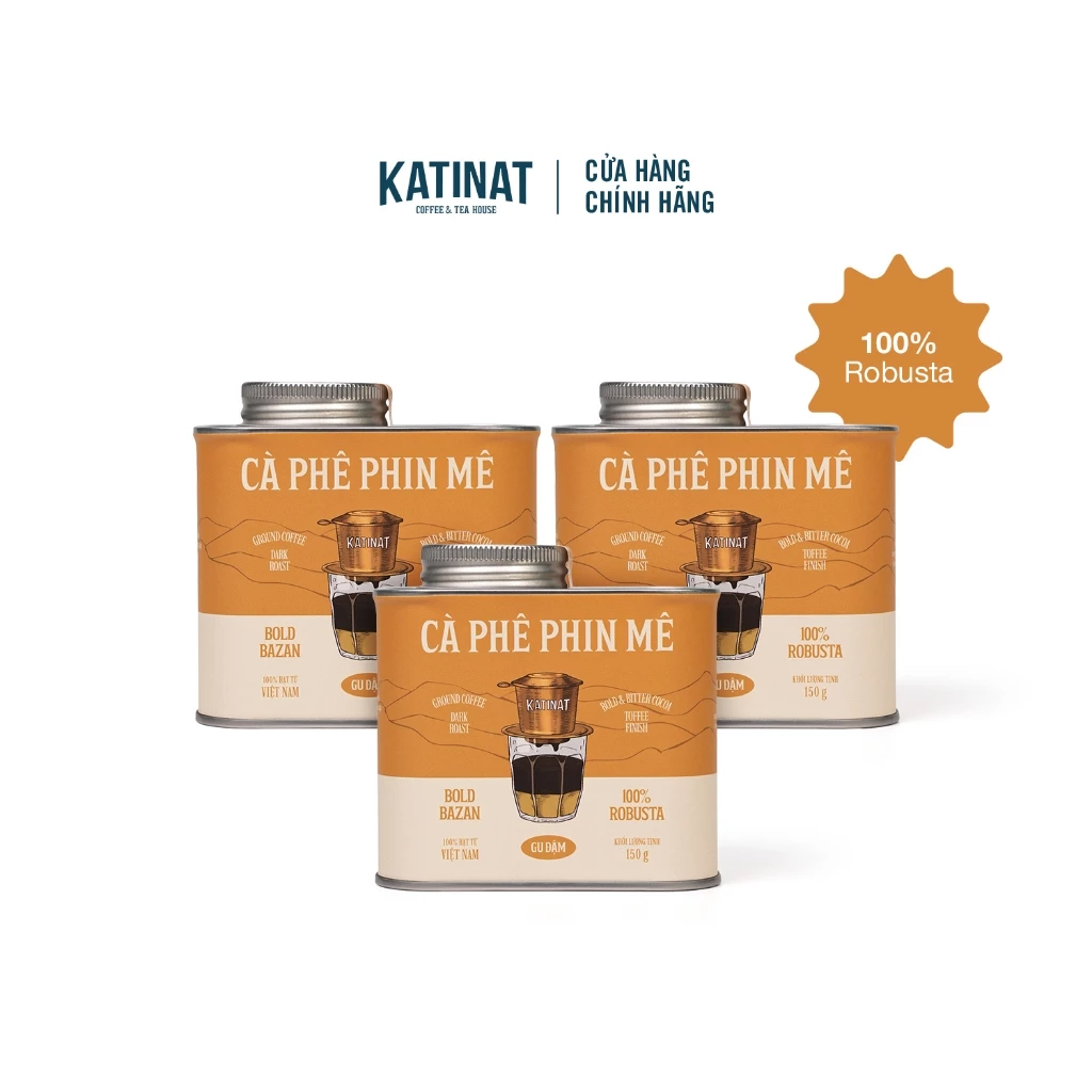 【3箱セット】KATINAT バザン赤土ロブスタコーヒー粉 150g
