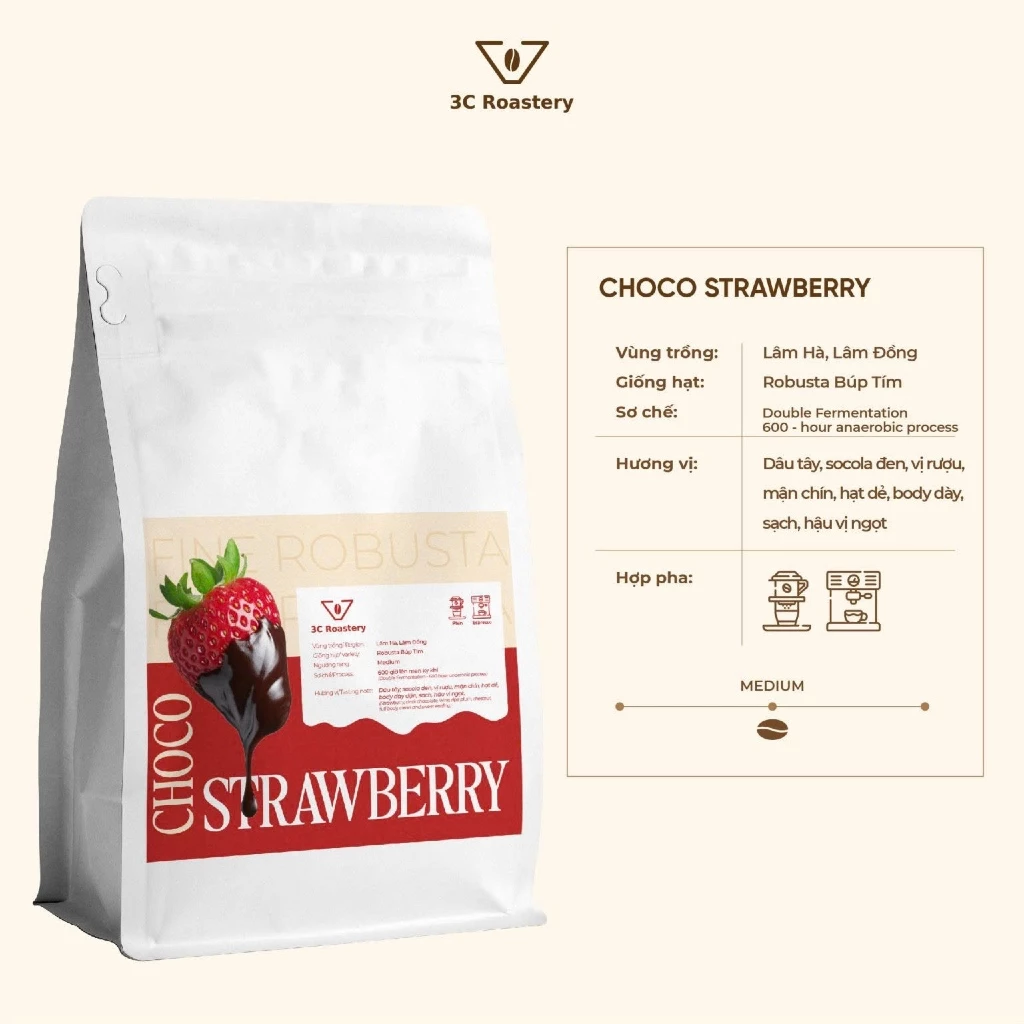 3C Roastery ファインロブスタ ブップティム チョコストロベリーコーヒー粉 200g（フィン用・細挽き）