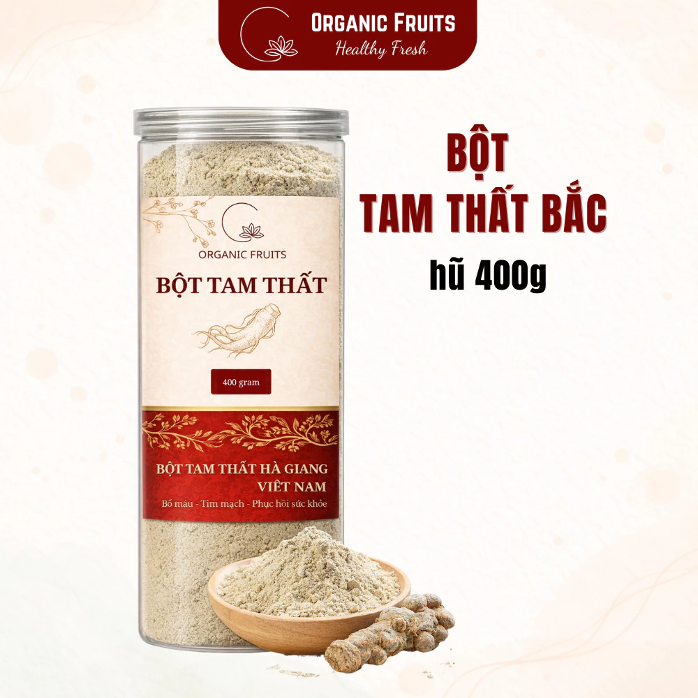 ハザン産400g 田七人参パウダー – 大粒の成熟した田七人参から作られた高品質、無添加純粋パウダー