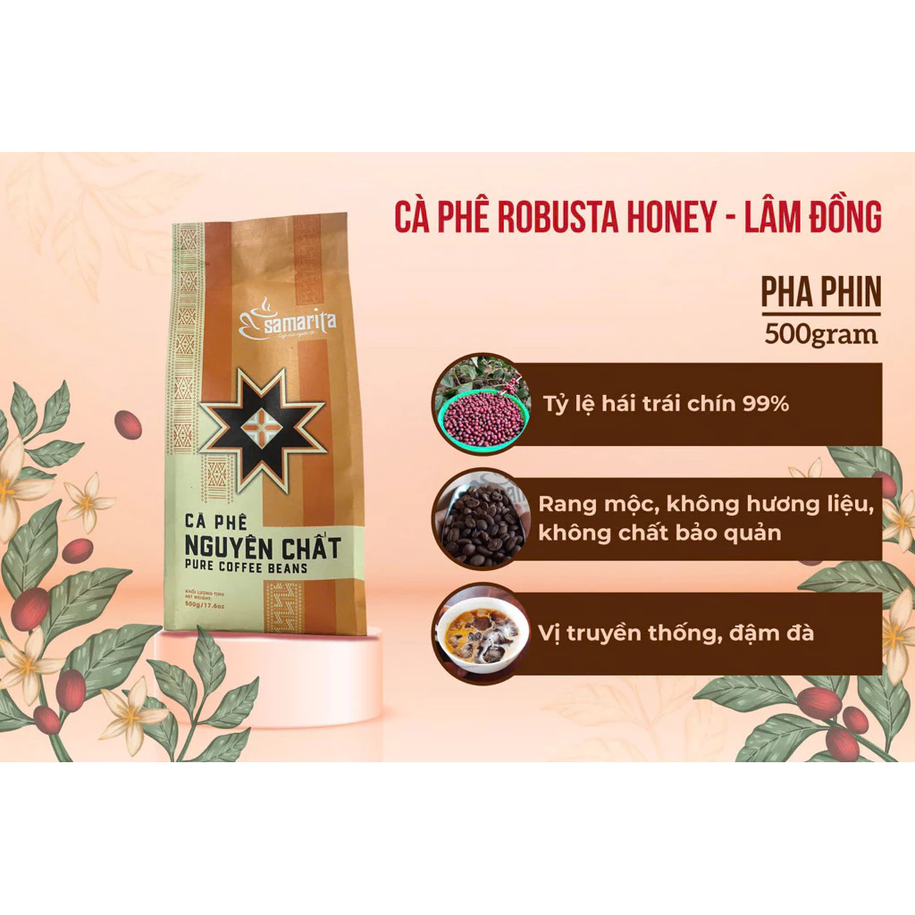 ロブスタ ハニー 林ドン産 コーヒー豆 500g – 豆のまま/粉選べます – 豊かな香りと上品な甘さ、後味すっきり、苦味控えめ