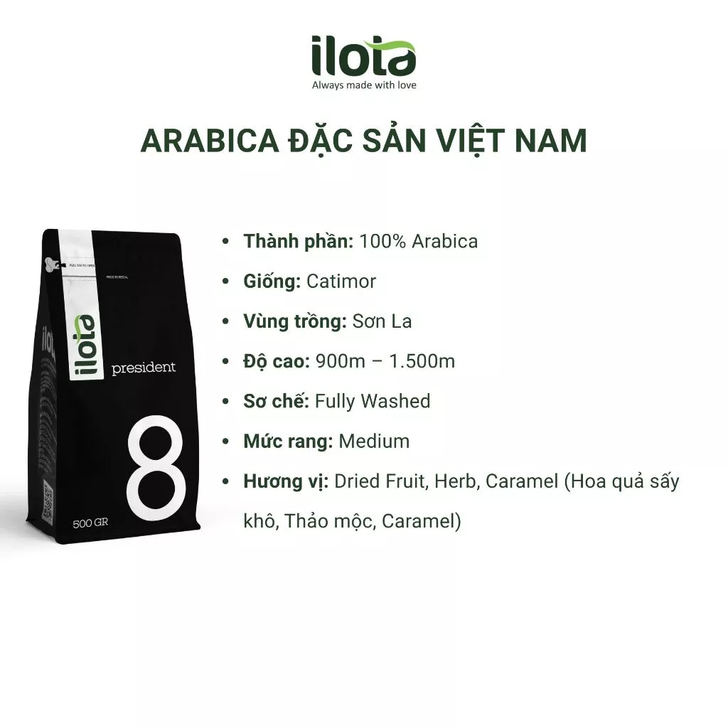 ベトナム産スペシャルティアラビカコーヒー豆 500g 中煎り 無添加 ILOTA Roasters