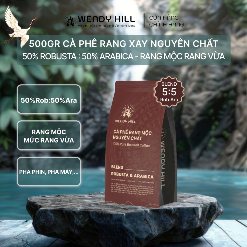 500g Wendyhill バランスブレンド コーヒー粉 - ロブスタ50%＆アラビカ50% 中煎り ベトナム式Phin用 無添加・純粋