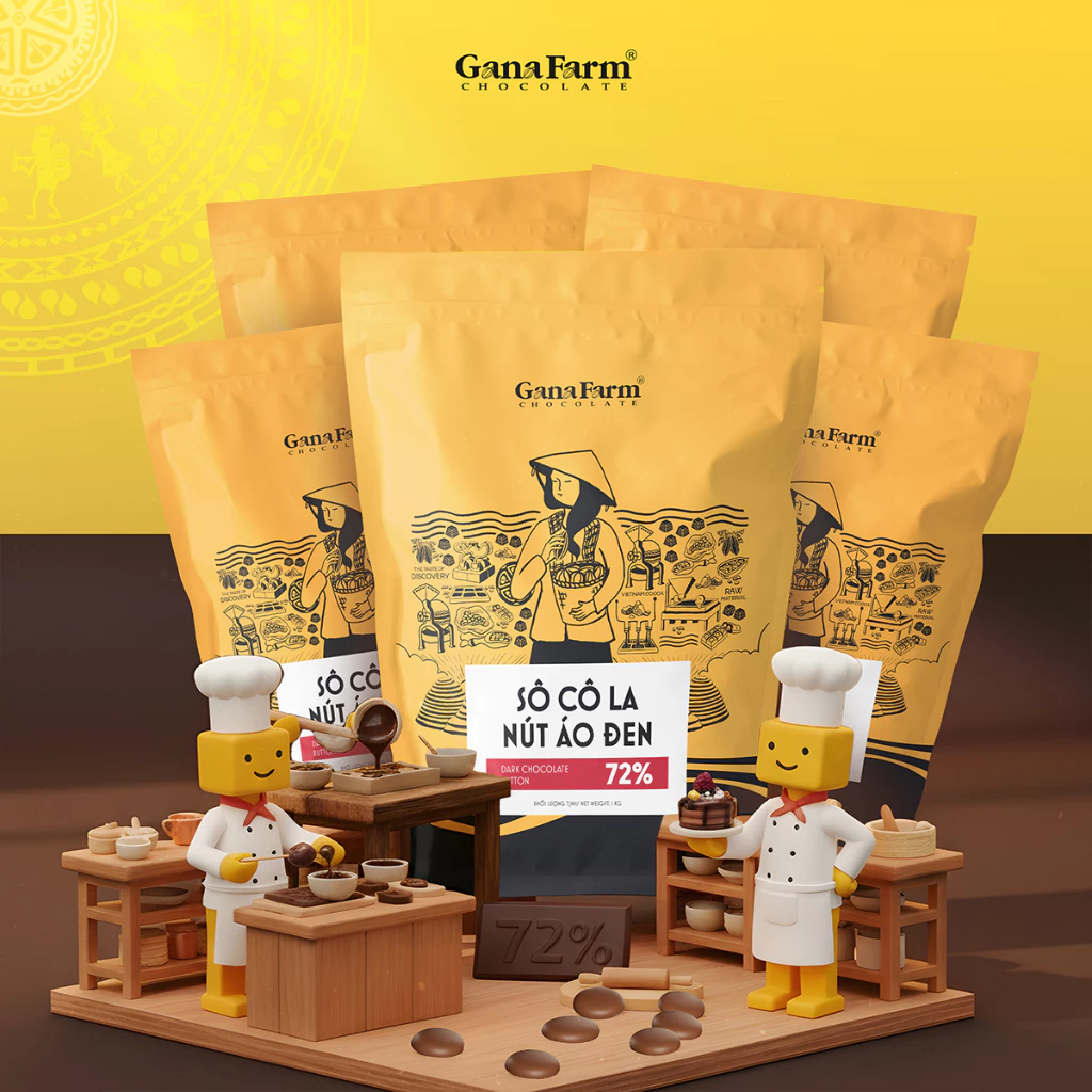 5Kg 製菓用ダークチョコレートボタン 72% カカオ本来の濃厚で長持ちする味わい