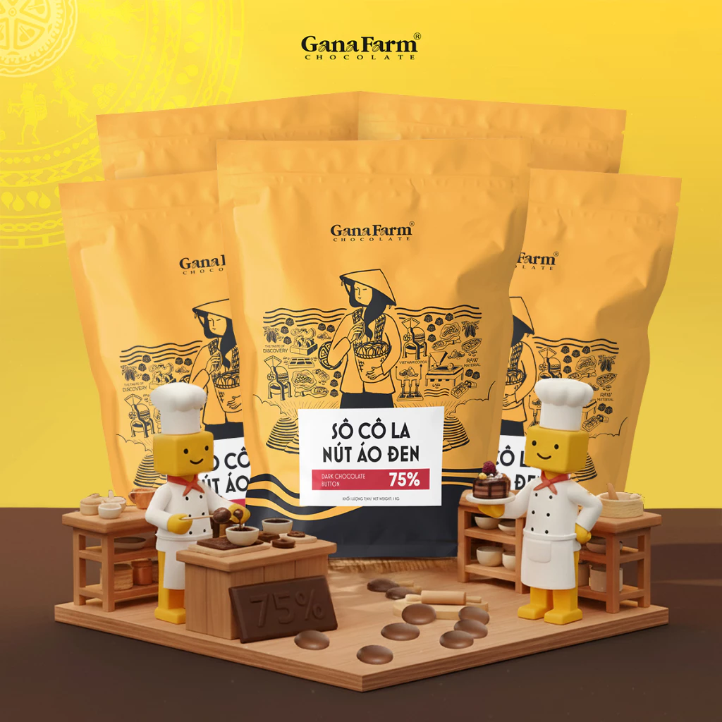 プロ向け 5Kg カカオ75% ダークチョコレートボタン 上質製菓材料