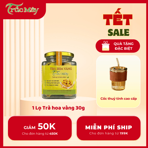 トラクマイ トラホアヴァン TRÚC MÂY 金の花茶 30g ガラス容器入り 自然素材使用 30g Quang Ninh