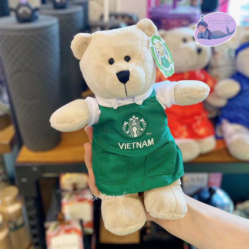 スターバックス ベアリスタ GẤU BÔNG VIETNAM限定 緑エプロン 20cm STARBUCKS