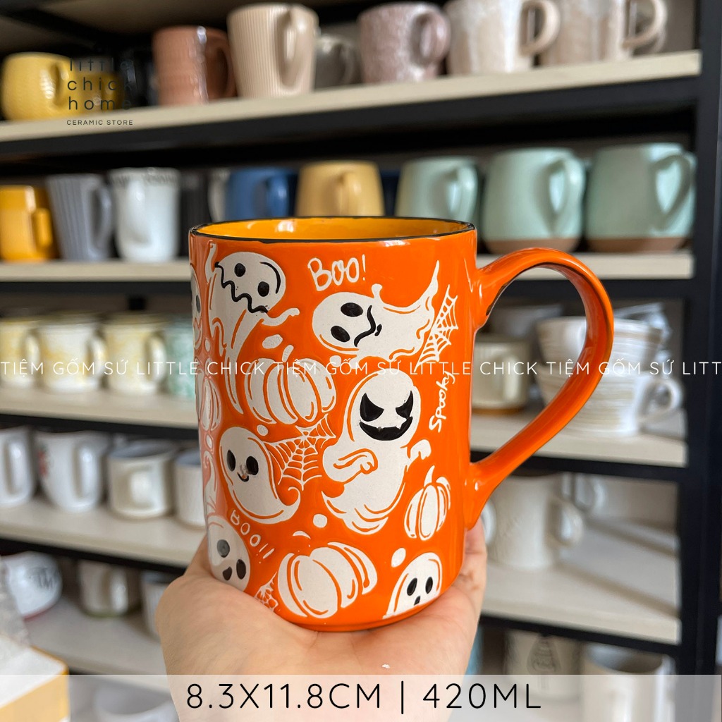 Littlechick HandpaintedCeramic Mug FloralCatDesign LargeCapacity Littlechick