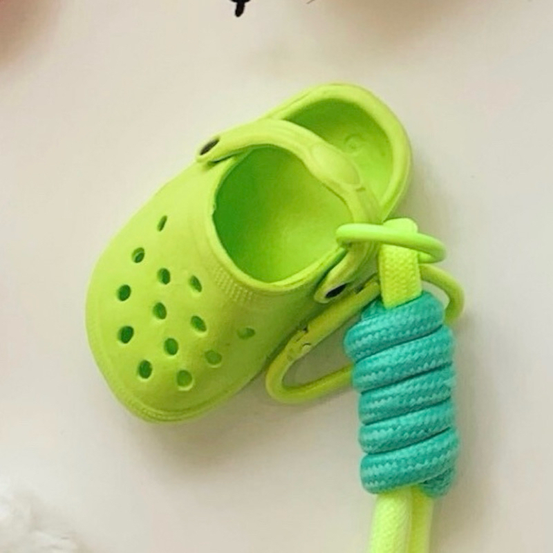 Cute Keychain Plush Green Slippers Design Soft Material Small Size Perfect Gift