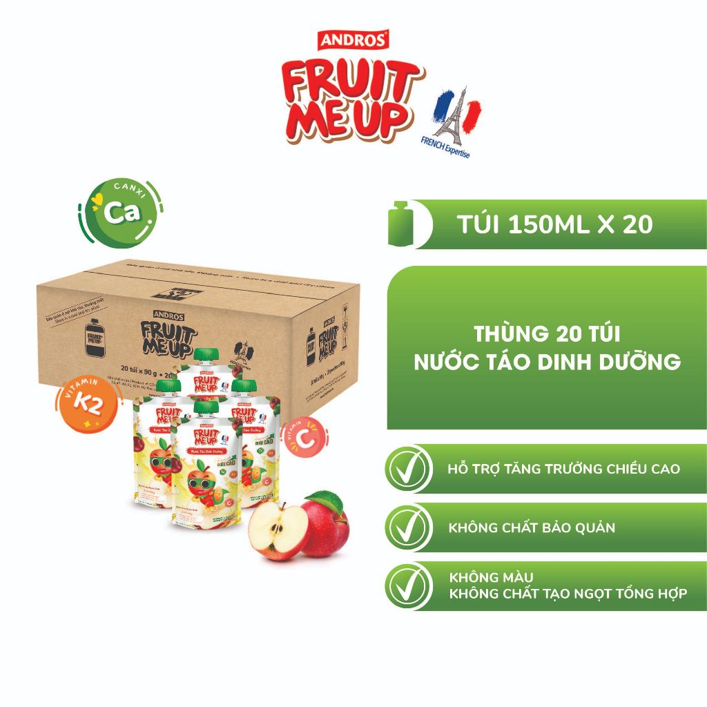 ANDROS FRUIT ME UP 栄養果実飲料 子供の成長サポート 20袋 アップル味 ANDROS　ANDROS FRUIT ME UP Nutritional Fruit Drink Kids Height Support Apple Flavor 20 Pouches ANDROS