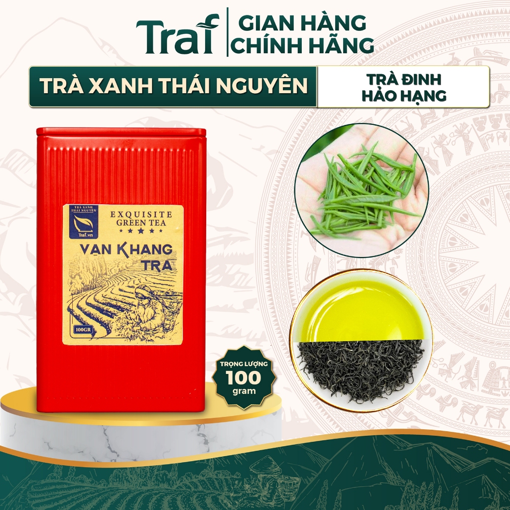 VẠN KHANG TRÀ プレミアム グリーンティー 高級若芽茶 芳醇・水色良好 100g VẠN KHANG TRÀ　VẠN KHANG TRÀ Premium Green Tea Finest Bud Aroma & Clear Liquor 100g VẠN KHANG TRÀ