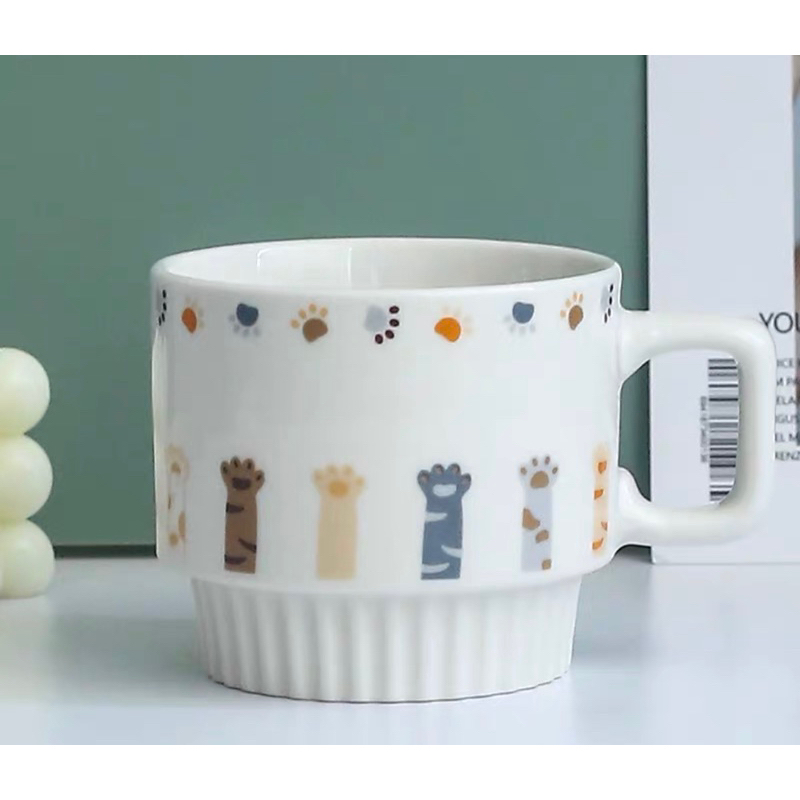 Gốm Mèo 可愛い 猫モチーフ カップルセット 陶器 スプーン付き 250ml Creative Home