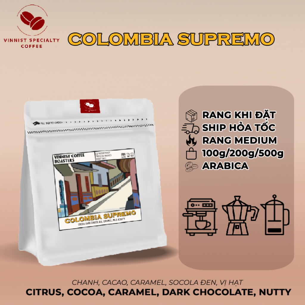 [ベストセラー] コロンビア スプレモ アラビカ エスプレッソ コーヒー - ヴィニスト スペシャルティ コーヒー - 100gr - ホールハット