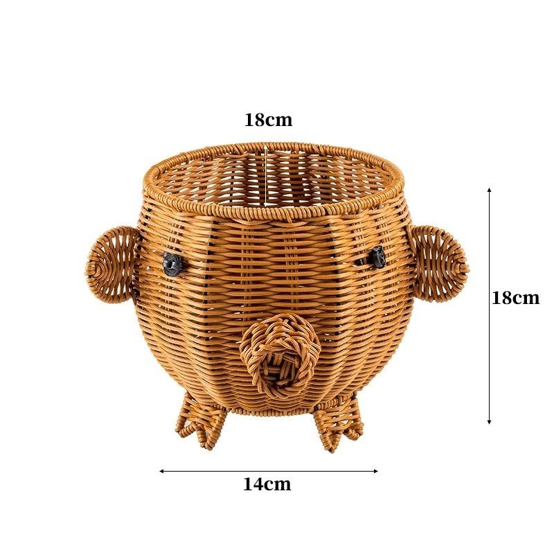 ナチュラルCRAFT アニマルバスケット 子ぶた型収納バスケット 手編み天然素材 オーバル小 HANDMADE VIETNAM NaturalCRAFT Animal Basket Piglet Shape Storage Basket Handwoven Rattan Oval Small HANDMADE VIETNAM
