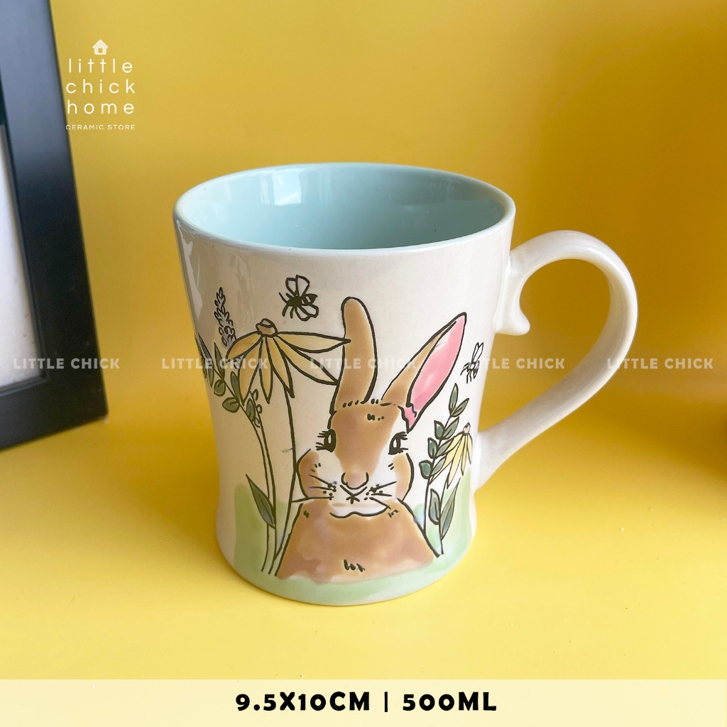 Little chick M06 ハンドペイントマグ 花猫柄 大容量 セラミック