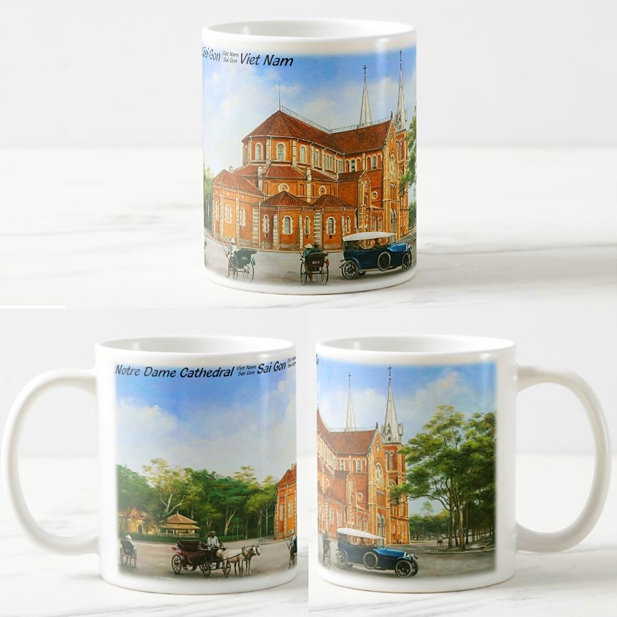 セレクション 赤色マグカップ 手描き家族聖堂 350ml