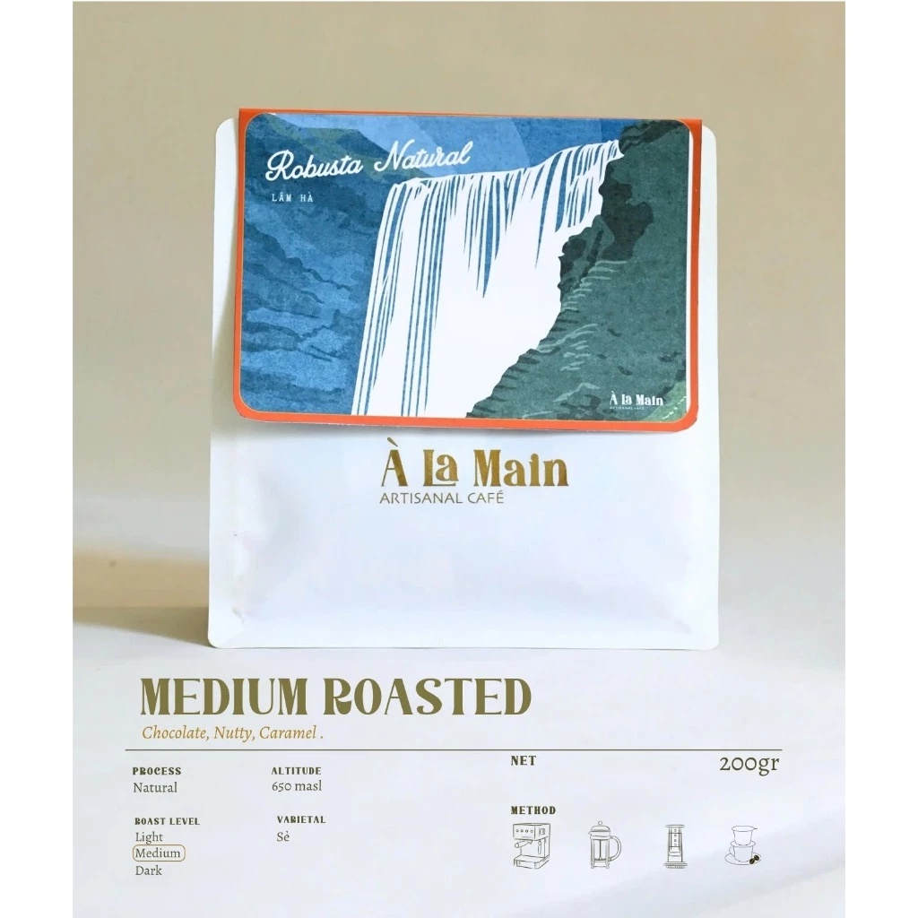 アラメイン ロブスタ ナチュラルコーヒー豆 500g | ベトナム産深煎り豆 | 手摘み・天日乾燥