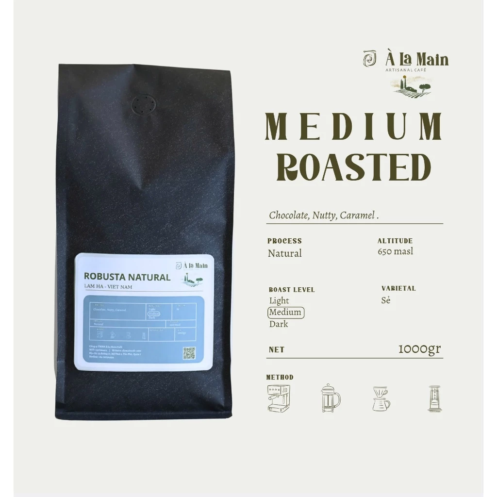 アラマン ロブスタ ナチュラル コーヒーパウダー 1000g (細挽き フィン用) - 消費税込