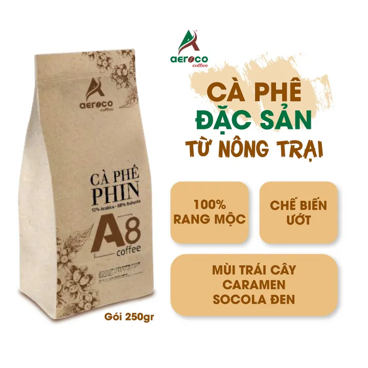 ローストコーヒー A8(アラビカ種コーヒー12％、ロブスタ種コーヒー88％)  250g パウダー AEROCO COFFEE