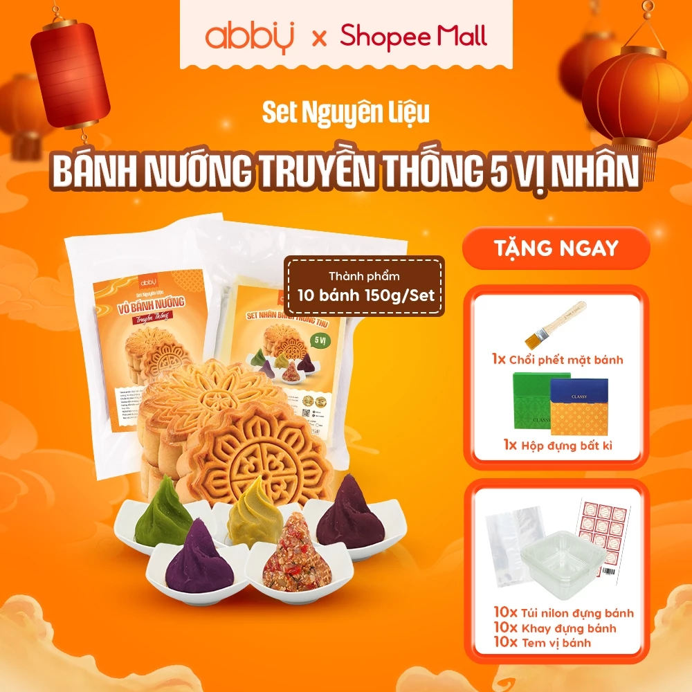 【ABBY限定BOX付】手作り月餅キット - 伝統＆3色皮、5種ミックス餡 - 150g×10個分