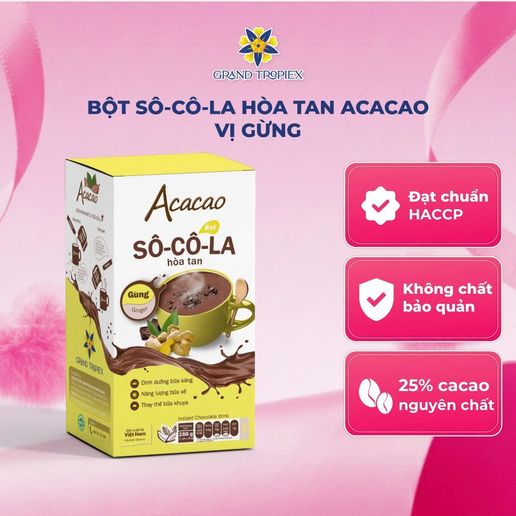 Acacao ジンジャー風味インスタントチョコレートドリンク パウダー 286g - 栄養満点、ほんのりスパイシー