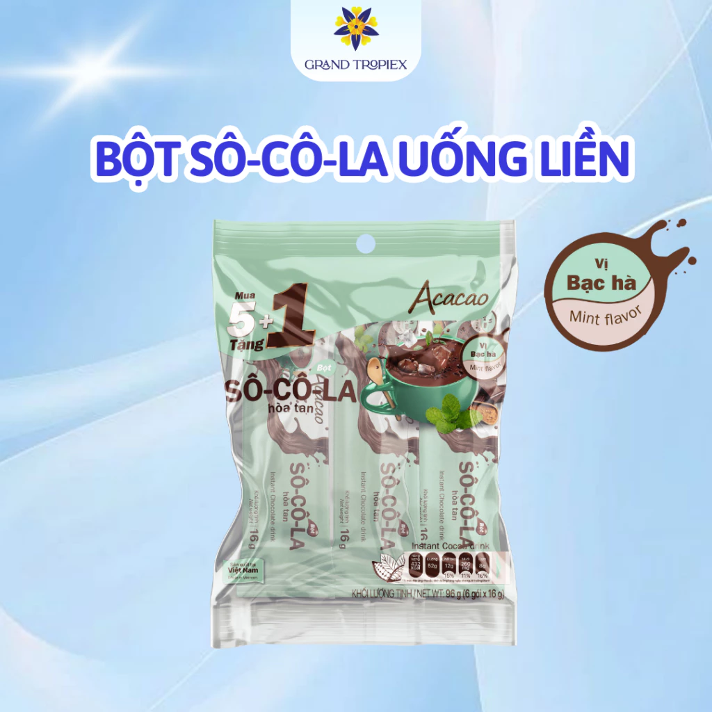 アカカオ ミント風味インスタントチョコレートドリンクパウダー 96g