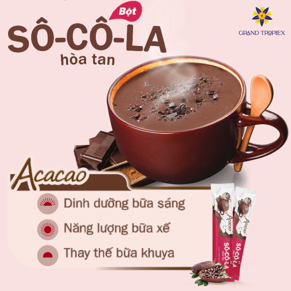 Acacaoオリジナル インスタントチョコレートパウダー 栄養満点、手軽に飲める – 96gパウチ