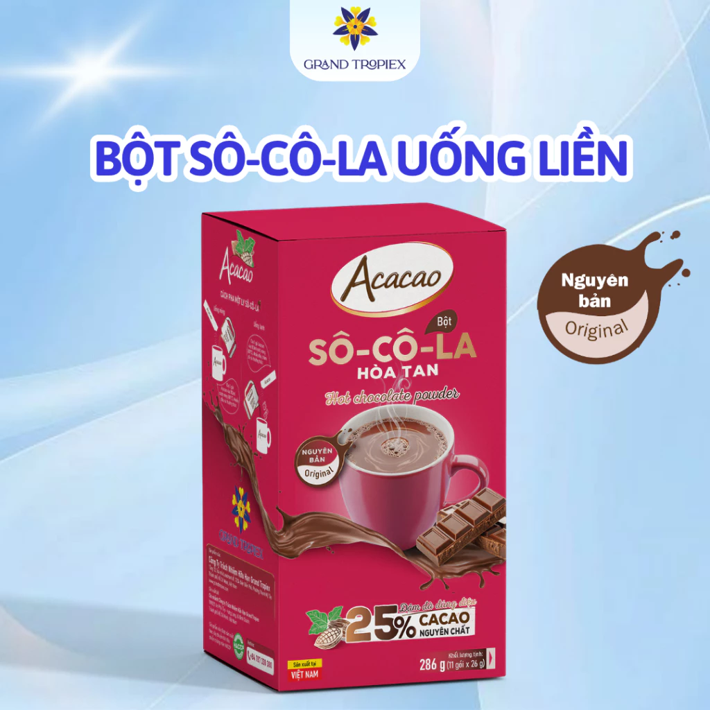 Acacaoオリジナル 溶けるチョコレートパウダー 栄養満点！手軽に楽しめる286gボックス