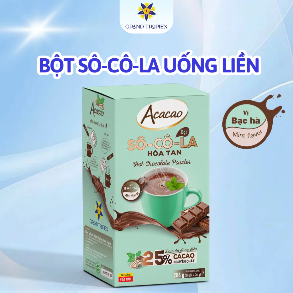 アカカオ ミントチョコレートパウダー 286g | 溶けるココア飲料, 純粋カカオ使用