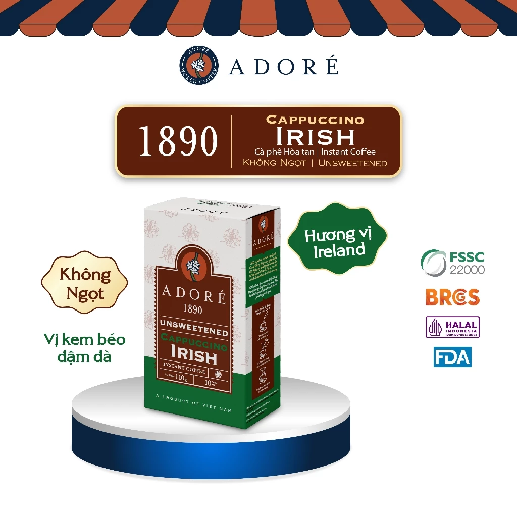 ADOŘÉ 1890 砂糖不使用 アイリッシュカプチーノ インスタントコーヒー 110g