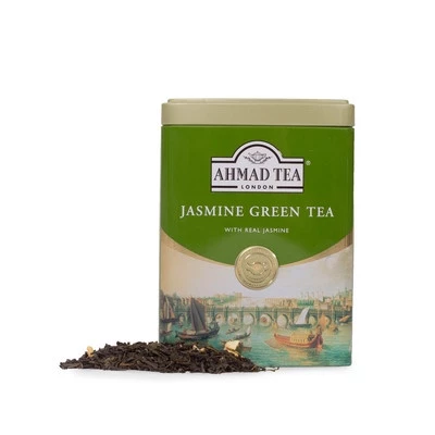 アハマド英国 緑茶 ジャスミンロマンス 缶入り (100g) - 至高の香りと味わい - ルーズリーフ
