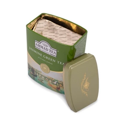 アハマド英国 緑茶 ジャスミンロマンス 缶入り (100g) - 至高の香りと味わい - ルーズリーフ