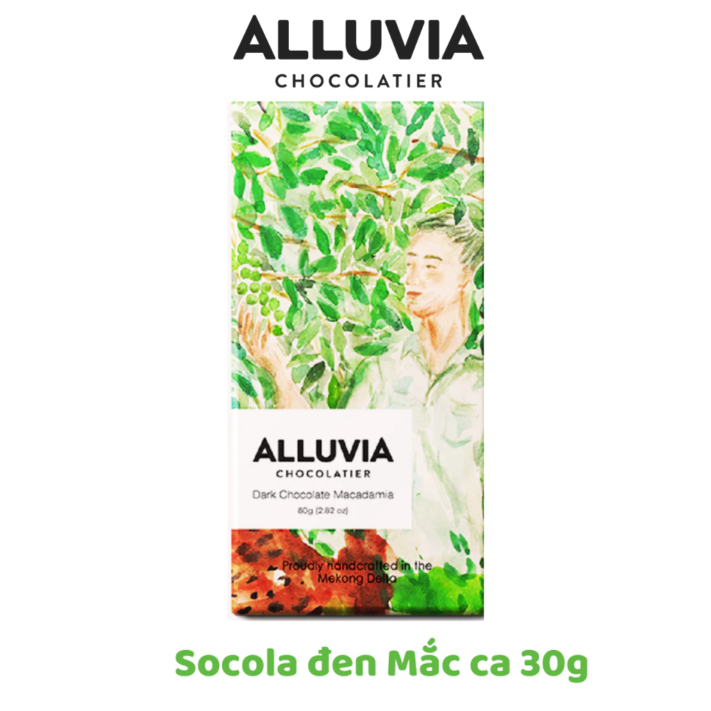 Alluvia 70%カカオ マカダミアナッツ入り ダークチョコレート (30g) - 微糖ビター