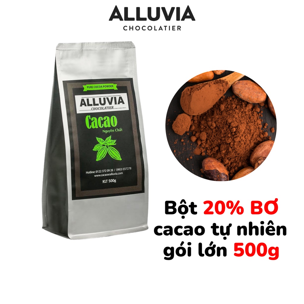 Alluvia 100% 無糖ピュアココアパウダー、大パック 500 グラム プレミアムライン 20% 天然ココアバター