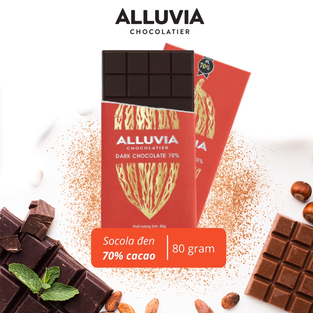 ピュアダークチョコレート 70%カカオ ビター 80g Alluvia Chocolate