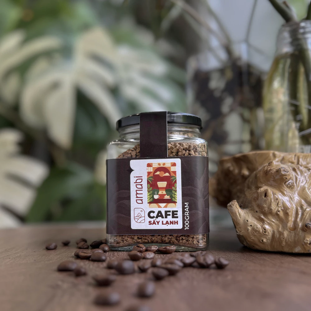 アマビ フリーズドライ ロブスタコーヒー 100g - ダクラク産 純粋インスタントコーヒー