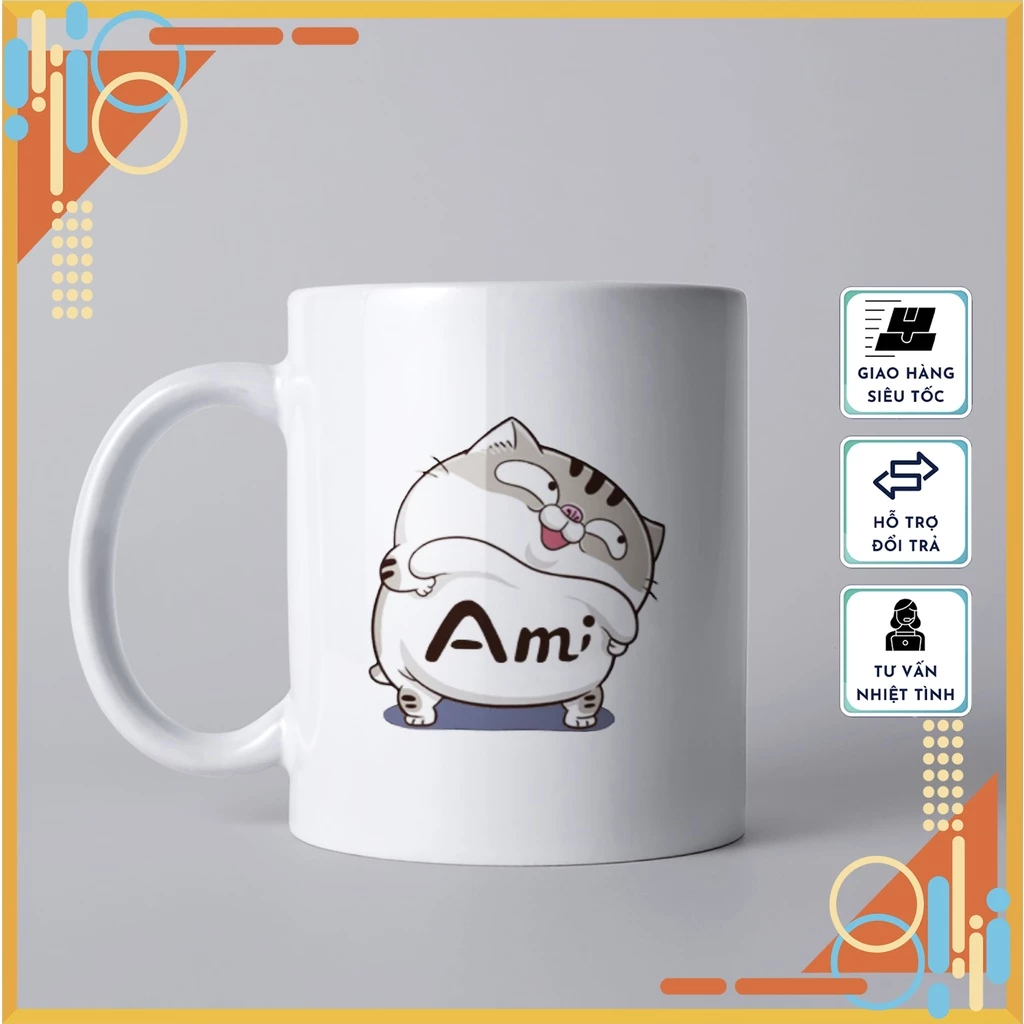 アミのお腹ぽっこりマグカップ 330ml – ユニークで可愛い陶器カップ | ギフト・日常使いに最適