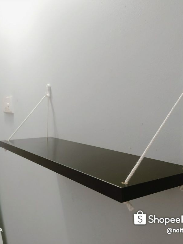 ロープ付き壁掛け棚 釘とロープ付き 奥行15cm An Ha Furniture