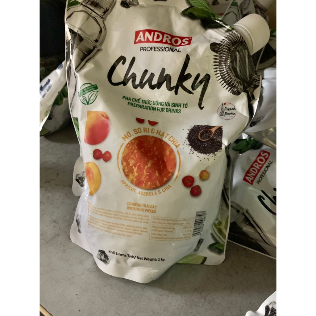 Andros Chunky Mứtトライフルフルーツジャム メロングラウンドシード入り 1kg Andros