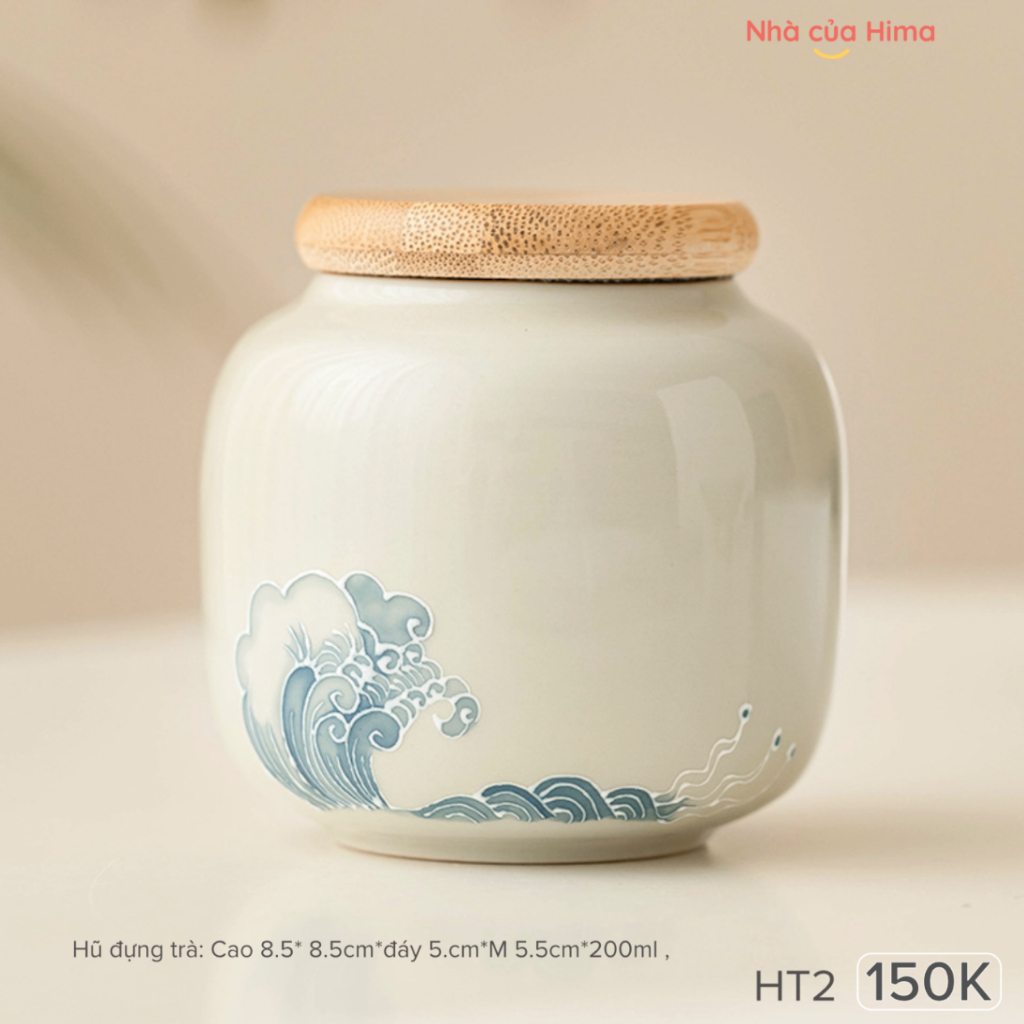 アオセラミック トラディショナル HT2柄壺 木蓋密閉 200ml AO