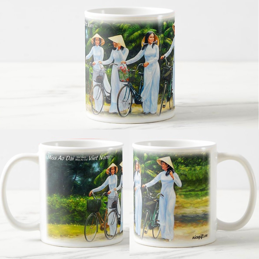 アオザイアート ベトナムスケープシリーズ 黒陶器マグ 手描き風景画入り 350ml アオザイアート
