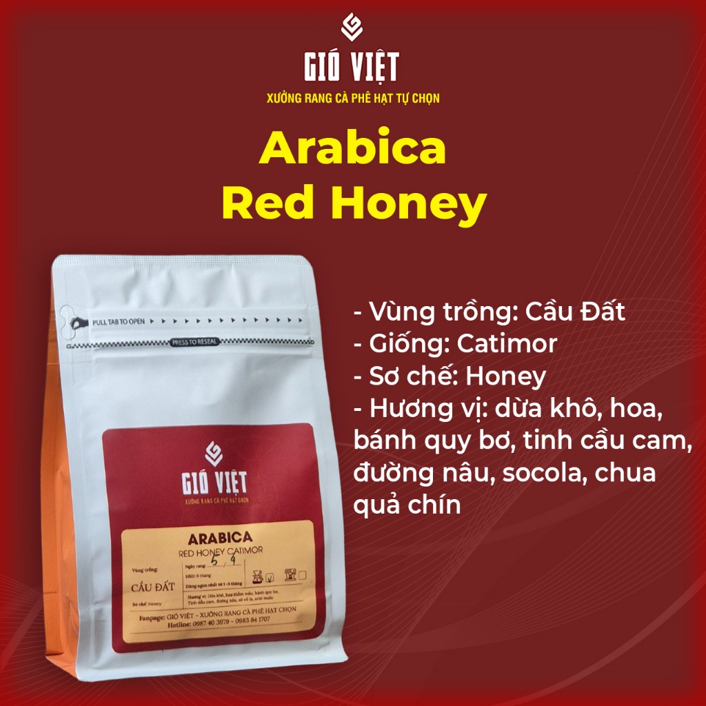 アラビカコーヒーレッドハニーカティモールカウダット。蜂蜜の準備 - Gio Viet - 250g 袋 - 浅煎り - エスプレッソ用に挽く