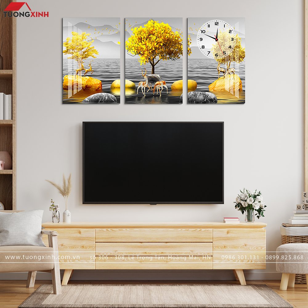 壁画 時計付き 現代アート 風景 DHP64 Tuong Xinh