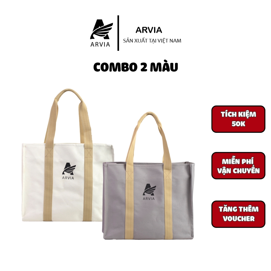 Arvia Lix アーバンスタイル 2色セットキャンバストートバッグ 大容量 軽量 撥水加工 A4/PC対応