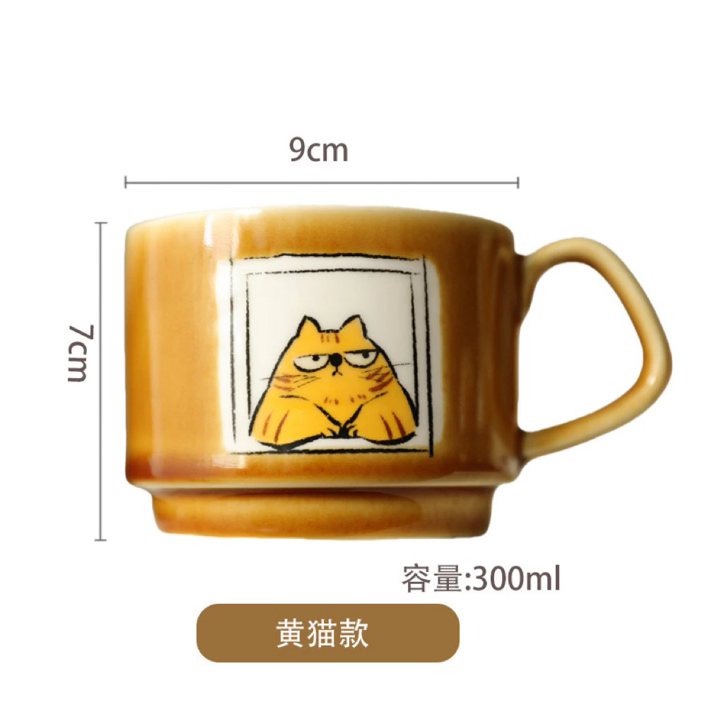 オーラハウス 黄金のオーラ猫 マグカップ - マット釉薬の厚手陶器、日常使い・ギフトに